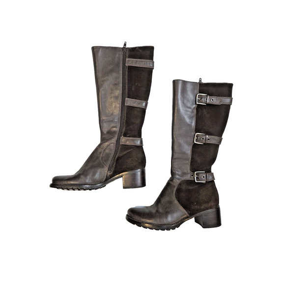 Ecco Women's Esmeralda Tall Moto Boots Size EU 36, US 5/5.5 Brown Leather Suede - Picture 2 of 8